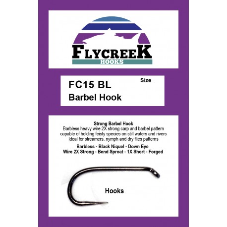 Anzuelo sin muerte FlyCreek FC15 BL Barbel hook