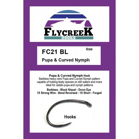 Anzuelo sin muerte FlyCreek FC21 BL Pupa & Curved Nymph