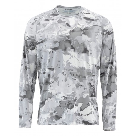 Camiseta Simms SolarFlex Crewneck Cloud Camo Grey