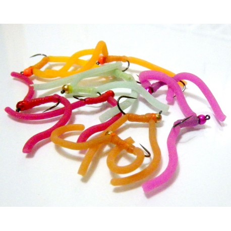 San Juan Body Worm Hot Pink - Mosca para la pesca de Trucha